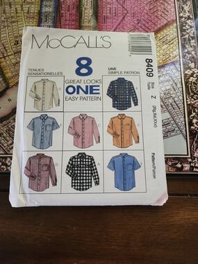 McCALL'S Men's Casual Button-Down Shirt Sewing Pattern - Multi Color Options